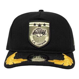 New Era Los Angeles Lakers Military Patch Pre Curved Adjustable Snapback Hat Cap